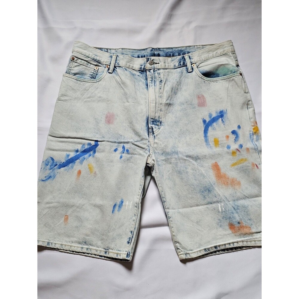 Levi’s 569 Loose Straight Light Denim Shorts Men’s Size 42 Paint Design